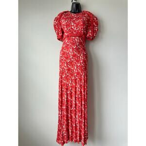 Giovanni Bedin Red Rose Print Maxi Dress | Puff Sleeve Floral  Size IT 40 US 4